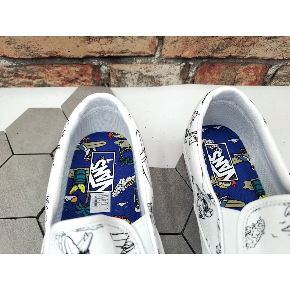 Vans Classic SlipOn Low Tide True White Beach Graphic Skater Surf Shoes Men 11.5 - Picture 2 of 8